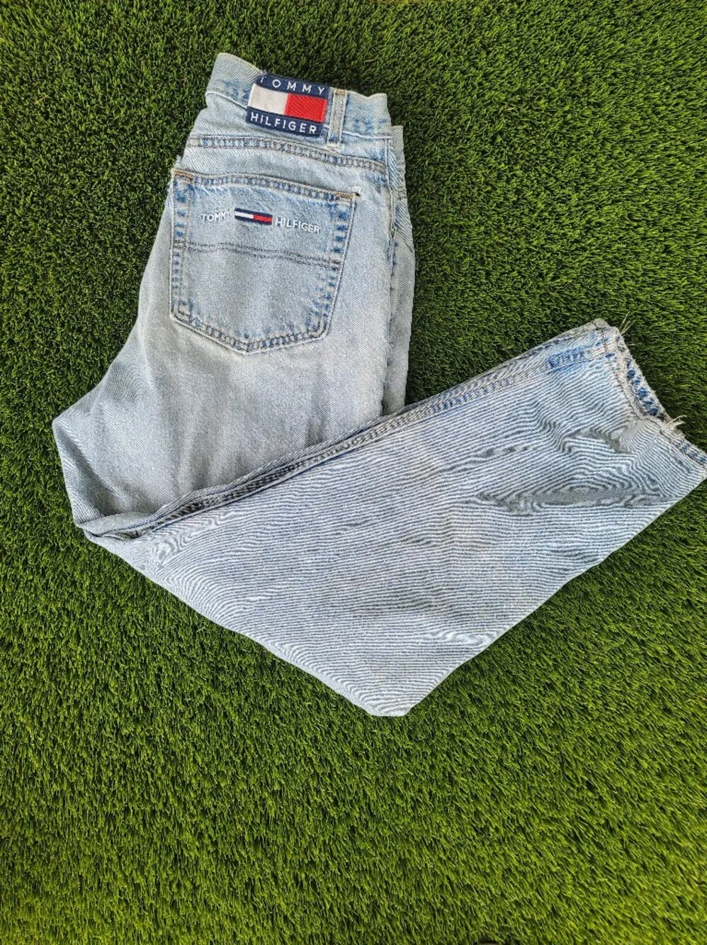Vintage Tommy Hilfiger Men's Jeans | 36x30 | Light Wash | Y2K Distressed Denim